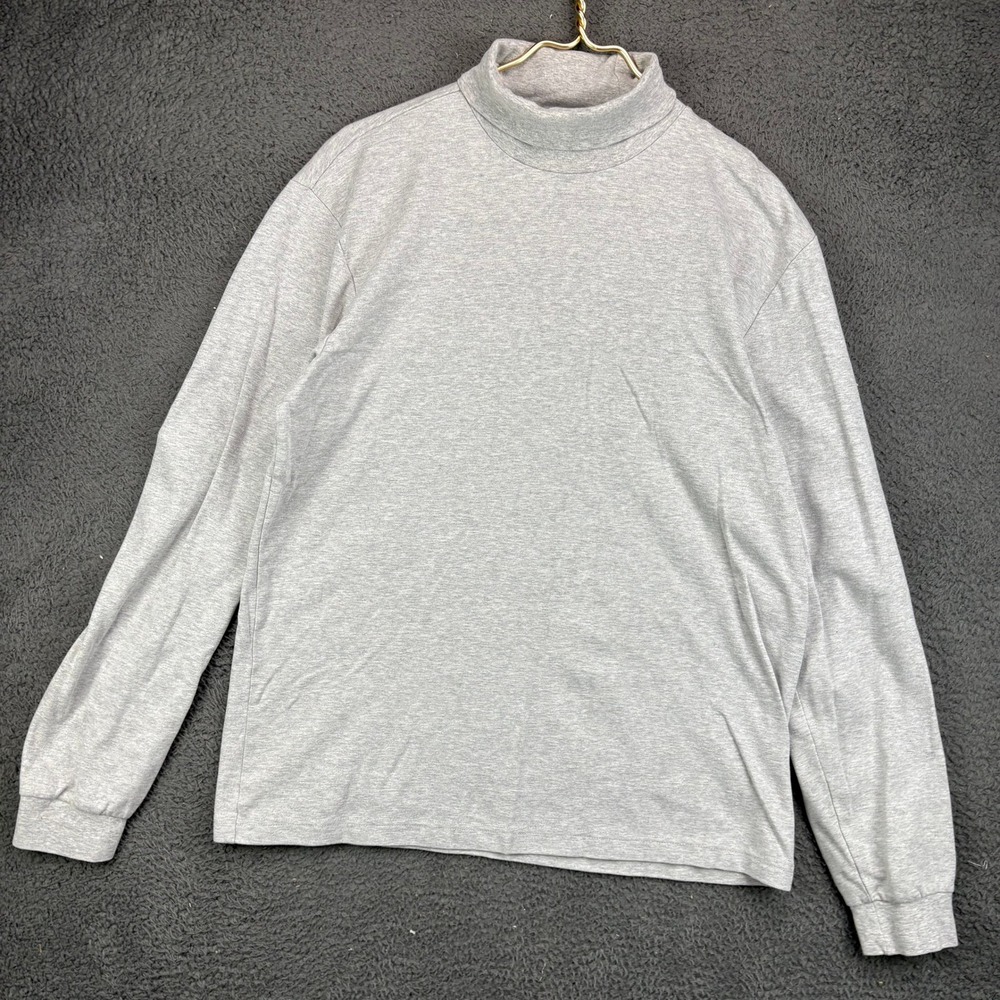 Eddie Bauer Mens Large Tall Gray Cotton Long Sleeve Turtleneck Shirt 12221